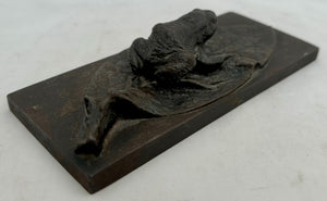 Victorian Naturalistic Bronze Frog & Leaf Desk Weight.