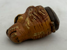 Victorian Cold Painted Brass Lion Head Snuff Box.