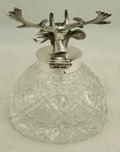 Silver Plated Stag Head & Cut Glass Inkwell.