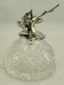 Silver Plated Stag Head & Cut Glass Inkwell.