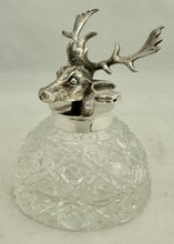 Silver Plated Stag Head & Cut Glass Inkwell.