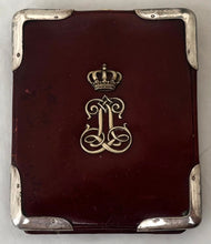 Leopold Prince Regent of Bavaria Silver Mounted Royal Cipher Wallet with Fitted Portrait Medallion.