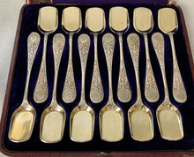 Victorian Cased Set of Twelve Silver Plated Ice Cream Shovels. Martin Hall & Co. of Sheffield. circa 1870 - 1890.
