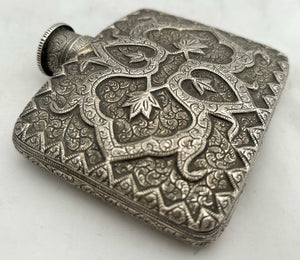 Anglo Indian Silver Hip Flask, Kashmir circa 1880. 4.5 troy ounces.