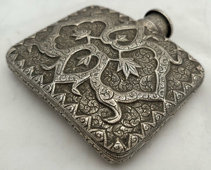 Anglo Indian Silver Hip Flask, Kashmir circa 1880. 4.5 troy ounces.