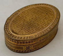 Mid 19th Century Gilt Metal, Engine Turned, Oval Snuff Box.