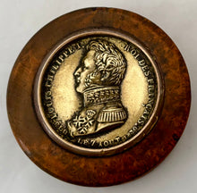The Accession of Louis Philippe I Portrait Profile Burr Wood Snuff Box, circa 1830.