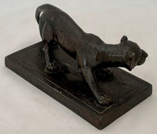 Bronzed Metal Tiger on a Rectangular Plinth, Early 20th Century.