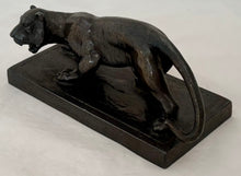 Bronzed Metal Tiger on a Rectangular Plinth, Early 20th Century.