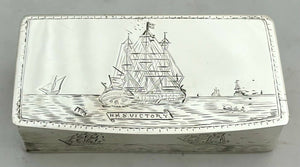 HMS Victory, George V Silver Snuff Box. London 1928 Pairpoint Brothers. 2.6 troy ounces.