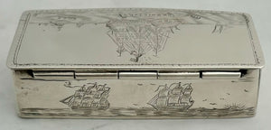 HMS Victory, George V Silver Snuff Box. London 1928 Pairpoint Brothers. 2.6 troy ounces.