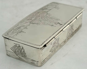 HMS Victory, George V Silver Snuff Box. London 1928 Pairpoint Brothers. 2.6 troy ounces.