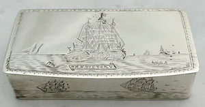 HMS Victory, George V Silver Snuff Box. London 1928 Pairpoint Brothers. 2.6 troy ounces.