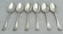 Georgian, George II, Six Silver Hanoverian Pattern Tablespoons. London 1742 James Wilks. 13.2 troy ounces.