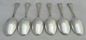 Georgian, George II, Six Silver Hanoverian Pattern Tablespoons. London 1742 James Wilks. 13.2 troy ounces.