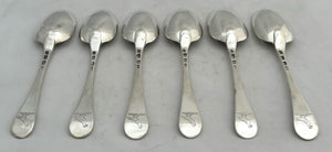 Georgian, George II, Six Silver Hanoverian Pattern Tablespoons. London 1742 James Wilks. 13.2 troy ounces.