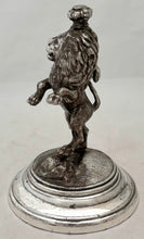 Silver Plated Tudor Crowned Lion Rampant Desk Weight. William Wheatcroft Harrison, Sheffield, circa 1900.
