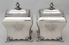 George III Pair of Old Sheffield Plate Armorial Tea Caddies, circa 1770.