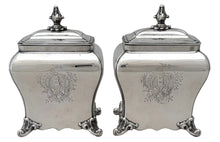 George III Pair of Old Sheffield Plate Armorial Tea Caddies, circa 1770.