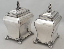 George III Pair of Old Sheffield Plate Armorial Tea Caddies, circa 1770.