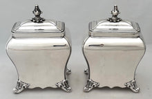 George III Pair of Old Sheffield Plate Armorial Tea Caddies, circa 1770.