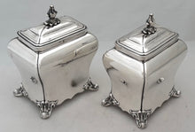 George III Pair of Old Sheffield Plate Armorial Tea Caddies, circa 1770.