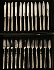 Georgian, George III, Crested Silver Dessert Knives & Forks for Twelve. London 1799 William Abdy II.