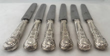 Six 19th Century King's Pattern Carbon Steel & Silver Plated Crested Table Knives.