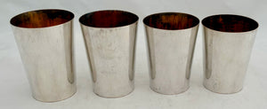 Georgian, George III, Set of Four Old Sheffield Plate Stacking & Graduated Campaign Drinking Beakers.