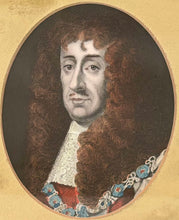 Charles II Hand Coloured Portrait Engraving.