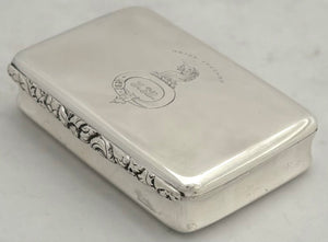 George IV Scottish Silver Snuff Box, Crested for Murdoch. Edinburgh 1822 Richard Haxton. 3.4 troy ounces.