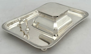 George VI Silver Inkstand. Birmingham 1938 Asprey & Co. Ltd. 10.9 troy ounces.