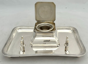 George VI Silver Inkstand. Birmingham 1938 Asprey & Co. Ltd. 10.9 troy ounces.