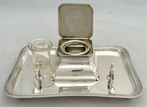 George VI Silver Inkstand. Birmingham 1938 Asprey & Co. Ltd. 10.9 troy ounces.