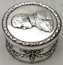 Napoleon Bonaparte Silver Portrait Bust Snuff Box. Sockholm 1906, A. G. Dufva. 3.5 troy ounces.