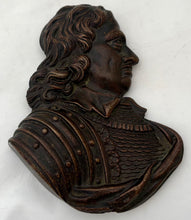 Oliver Cromwell, Lord Protector, Bronzed Metal Portrait Profile Bust.
