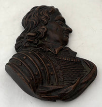 Oliver Cromwell, Lord Protector, Bronzed Metal Portrait Profile Bust.