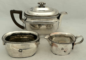 Late Georgian Old Sheffield Plate Campaign Tea Set, circa 1825.