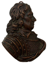 Oliver Cromwell, Lord Protector, Bronzed Metal Portrait Profile Bust.