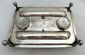 Edwardian Silver Inkstand. London 1908 Charles Asprey & George Asprey. 21.5 troy ounces.