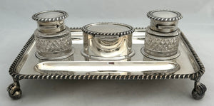 Edwardian Silver Inkstand. London 1908 Charles Asprey & George Asprey. 21.5 troy ounces.