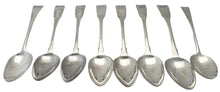 Eight George III Channel Islands Silver Tablespoons. Jacques Quesnel I, Jersey circa 1800 - 1810. 14 troy ounces.