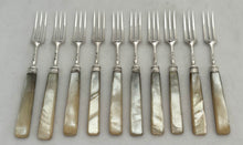 Georgian, George III, Ten Silver and Mother of Pearl Dessert Forks. Sheffield 1816.