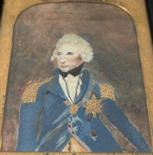 Vice Admiral Viscount Horatio Nelson Watercolour with Coloured Silks and Gilt Thread Portrait.