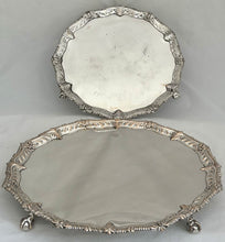 George III Graduated Pair of Old Sheffield Plate Salvers on Claw & Ball Feet, circa 1765.