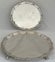 George III Graduated Pair of Old Sheffield Plate Salvers on Claw & Ball Feet, circa 1765.