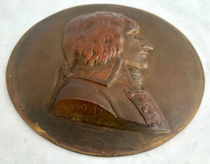 General Napoleon Bonaparte Bronze Portrait Profile Plaque after Louis-Simon Boizot.