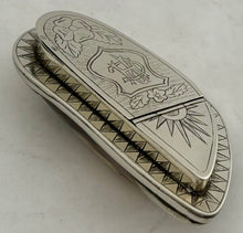 Victorian White Metal Mounted Mussel Shell Snuff Box, circa 1880 - 1900.