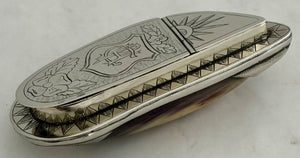 Victorian White Metal Mounted Mussel Shell Snuff Box, circa 1880 - 1900.