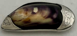 Victorian White Metal Mounted Mussel Shell Snuff Box, circa 1880 - 1900.